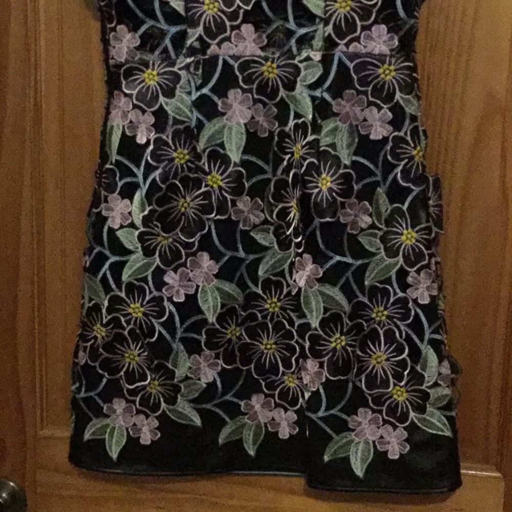 Like New Topshop Floral Appliqué & Vegan Leather Dress - Picture 8 of 15